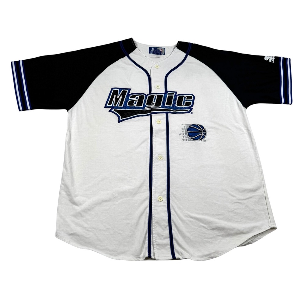 Vintage Orlando Magic Jersey Mens XL White NBA Basketball Button Starter 90s